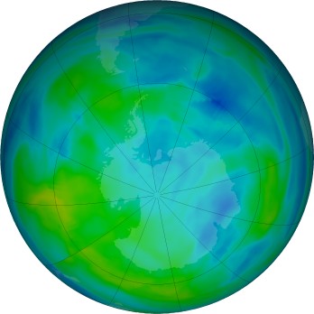 Antarctic ozone map for 2025-05-15
